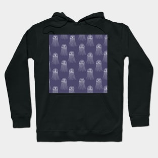 jellyfish aloha print pattern hawaii dark purple and white Hoodie